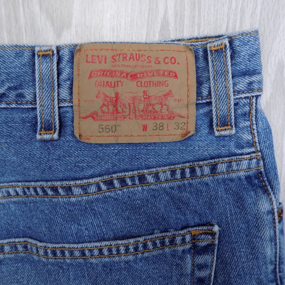 Levi's 560 Comfort Fit Jeans Mens 38x32 Blue Vintage Relaxed Baggy Tapered EUC
